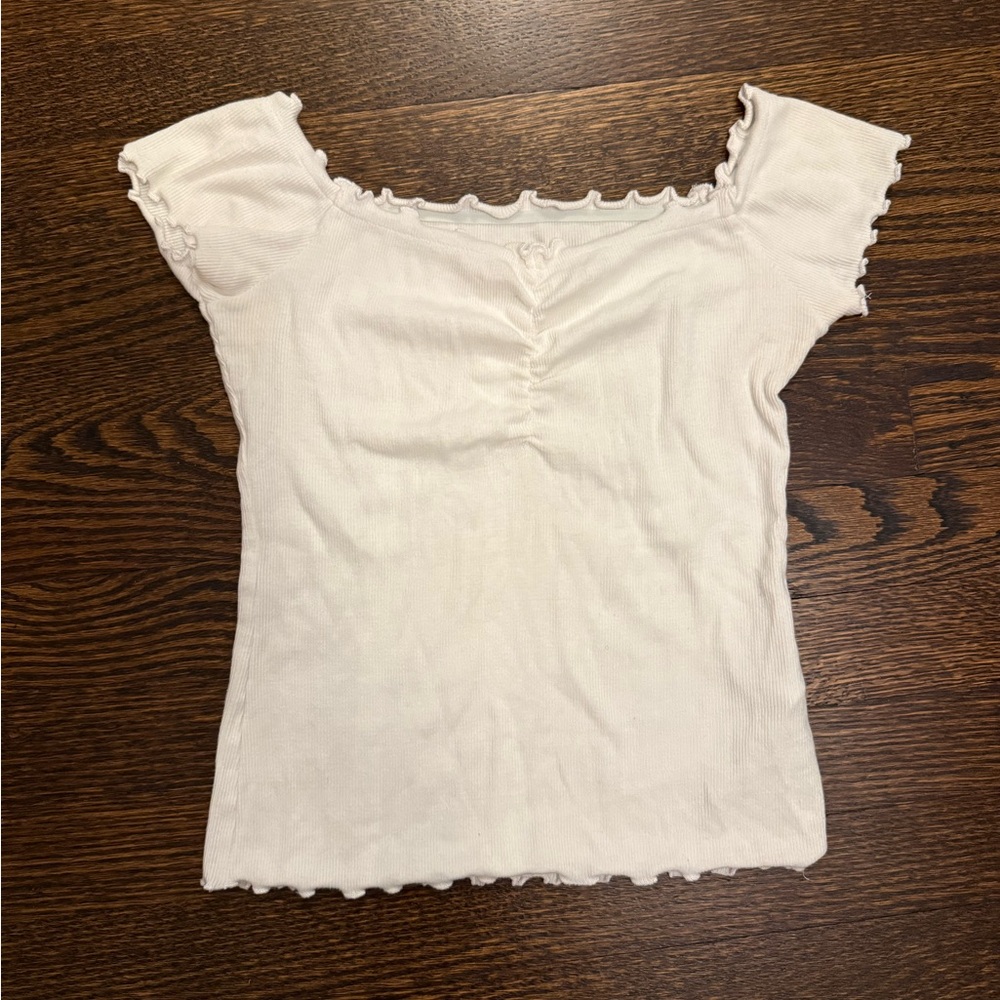 Hollister Cream Ruffled Top